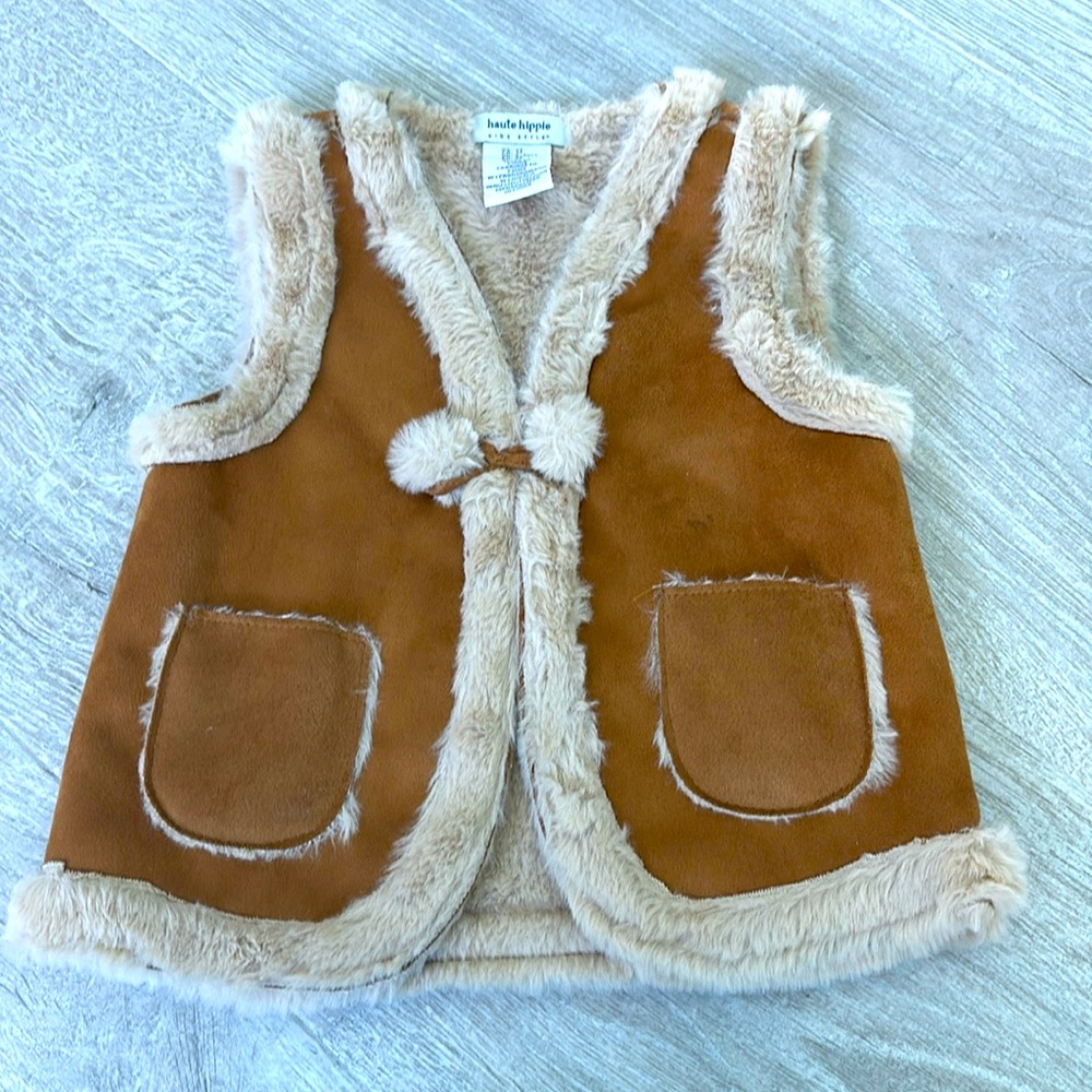 Haute Hippie Faux Fur Lined Suede Vest Girls size 3T